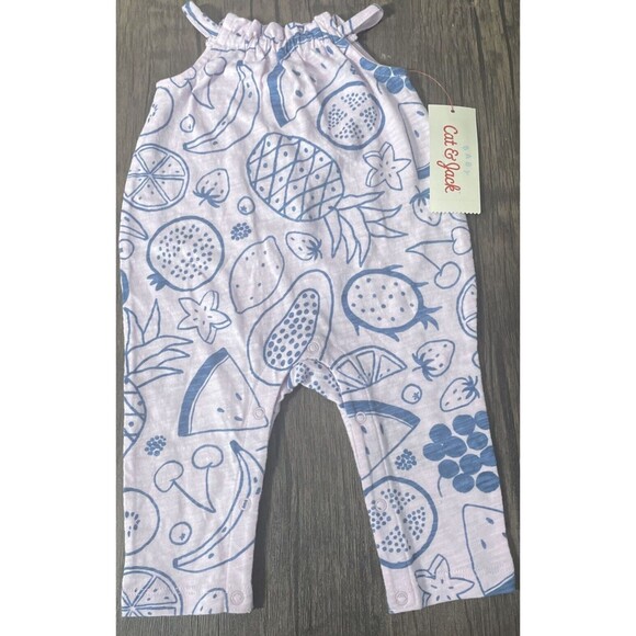 PINK Victoria's Secret Other - Cat & Jack Baby Girls Romper Pink Blue Assorted Fruits Sleeveless Newborn Size